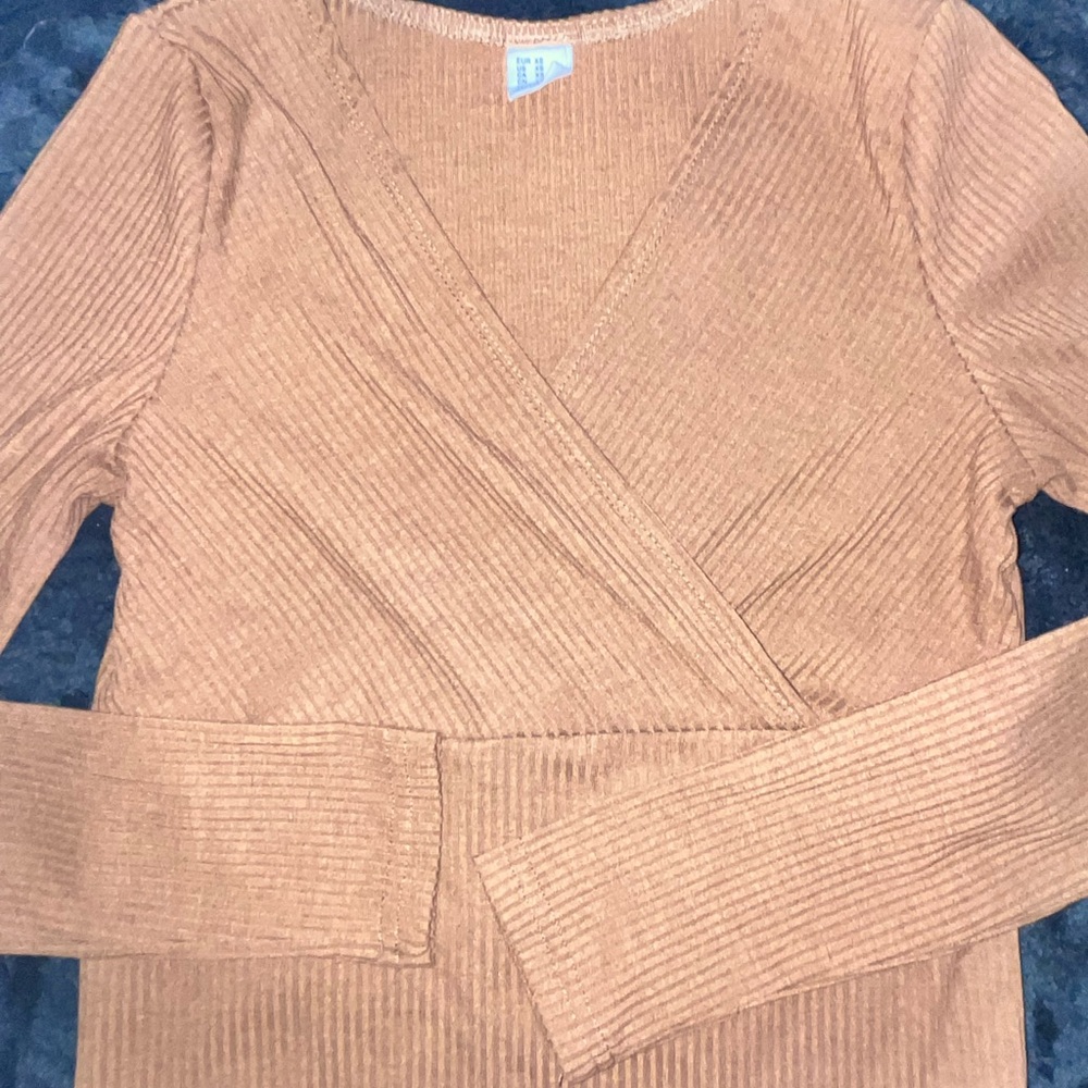 SHEIN Brown Knit Sweater with Long Sleeves